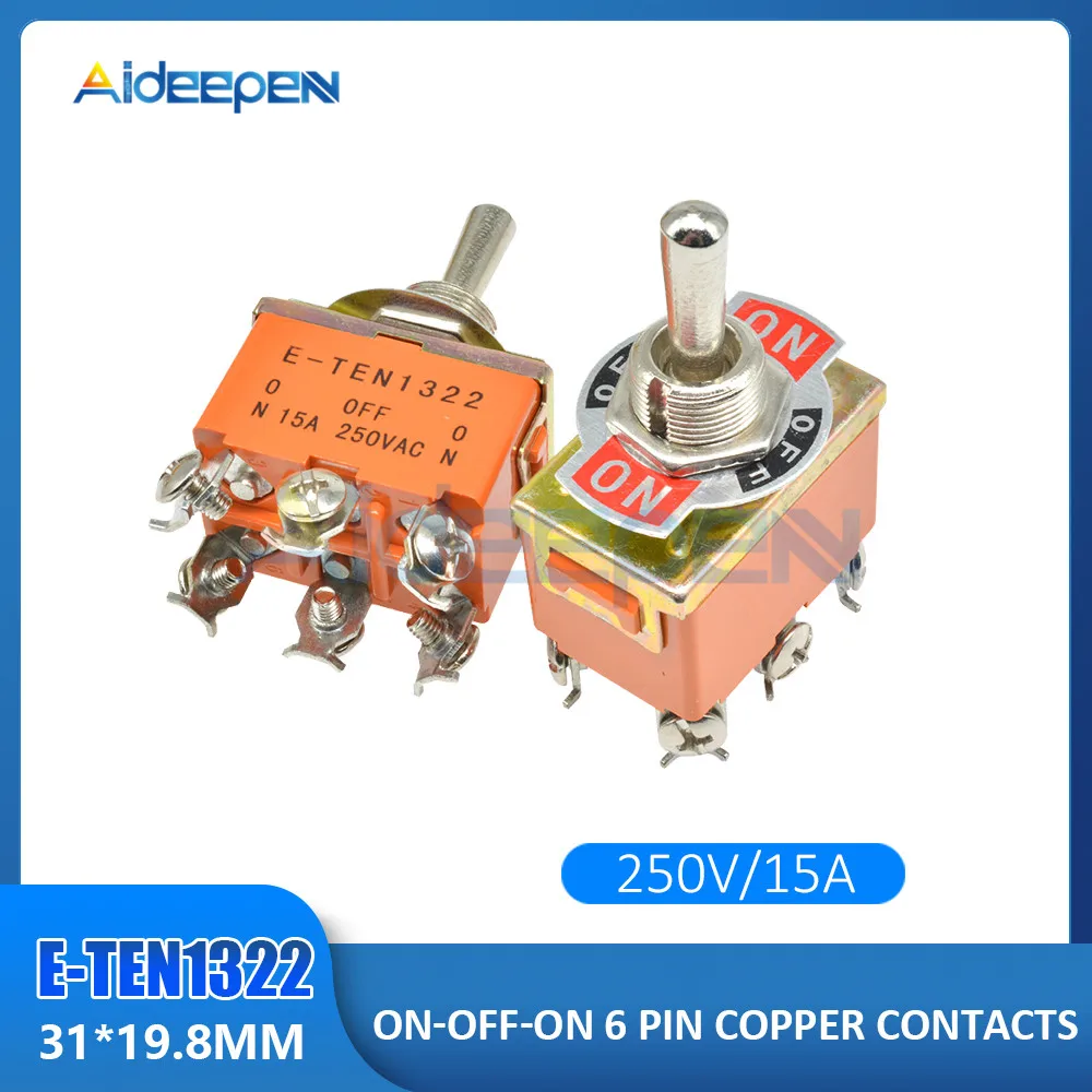 E-TEN1322 Автоматический переключатель переменного тока 250V 15A ВКЛ-ВЫКЛ-на 2-контактный 3-контактный 4-контактный 6-контактный переходник с внутренней E-TEN1021 E-TEN1122/1121/1221/1321/1322 Водонепроницаемый Кепки - Цвет: E-TEN1322