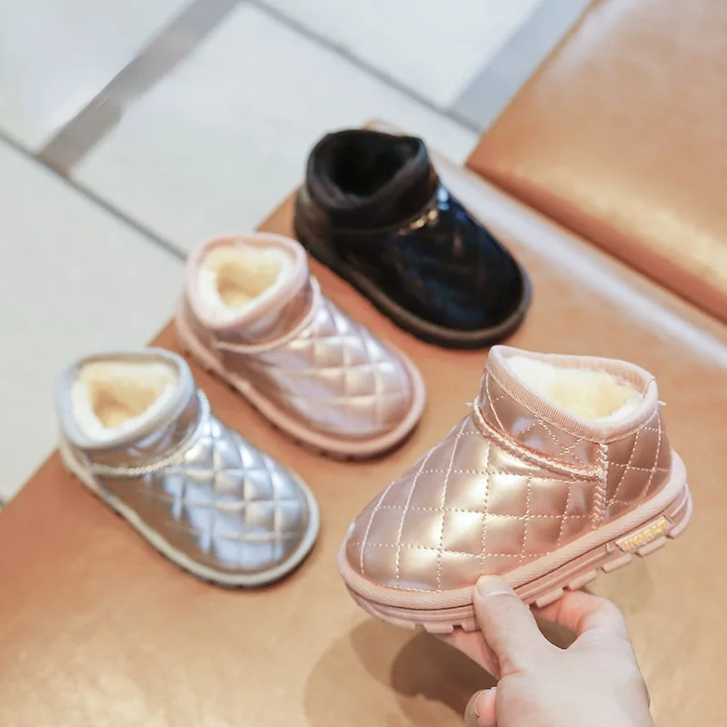 

Kids Snow Boots 2021 Winter Solid Color Non-slip Boys Black Ankle Boots Children Waterproof Korean Style Warm Fashion Girl Boots