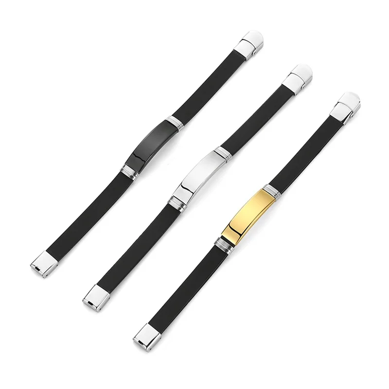 Модный кожаный браслет для мужчин черный из нержавеющей стали с логотипом сделай