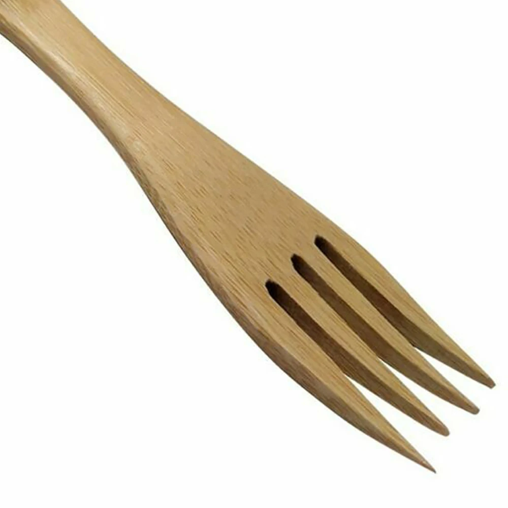 5 шт. бамбуковая вилка ложка Spork Столовые приборы комбо для походов на открытом