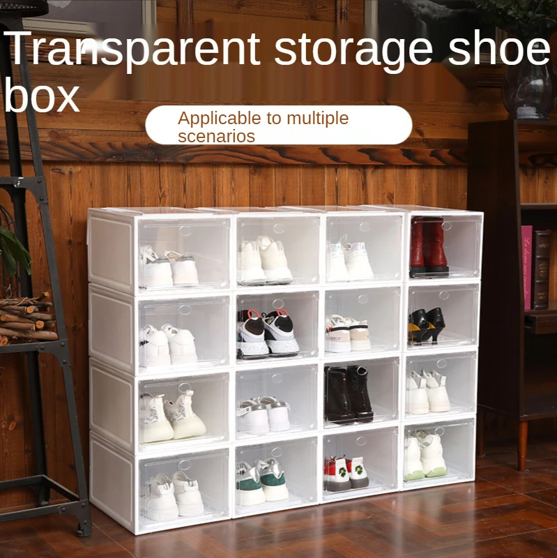 

Storage Shoe Boxes Transparent Plastic Shoe Box Foldable Shoe Bins Rack Home Shoe organizer Box Portable Shoe Cabinet