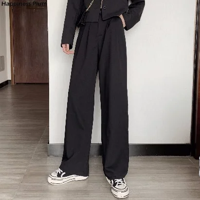 

Casual Pants Women High Waist Chic Solid All-match Drape Korean Style Autumn Office Laides Mopping Leisure Slender Ulzzang New