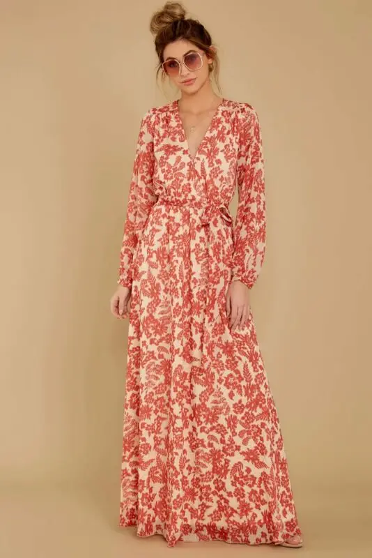 

Summer Retro Boho Printing Floral Long Dresses Women Ladies Long Sleeve Evening Party Maxi Dress