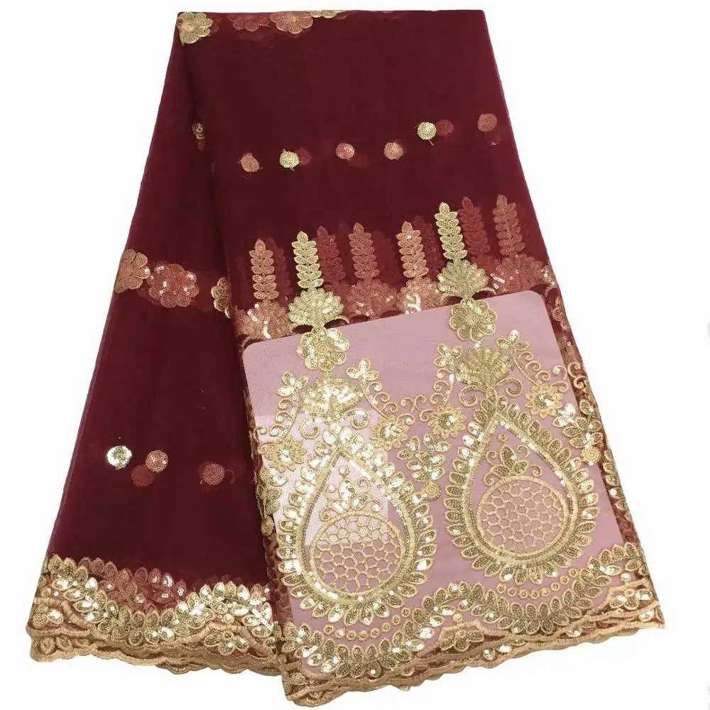 Тюль в африканском стиле с блестками вышивкой французское свадебное платье 5