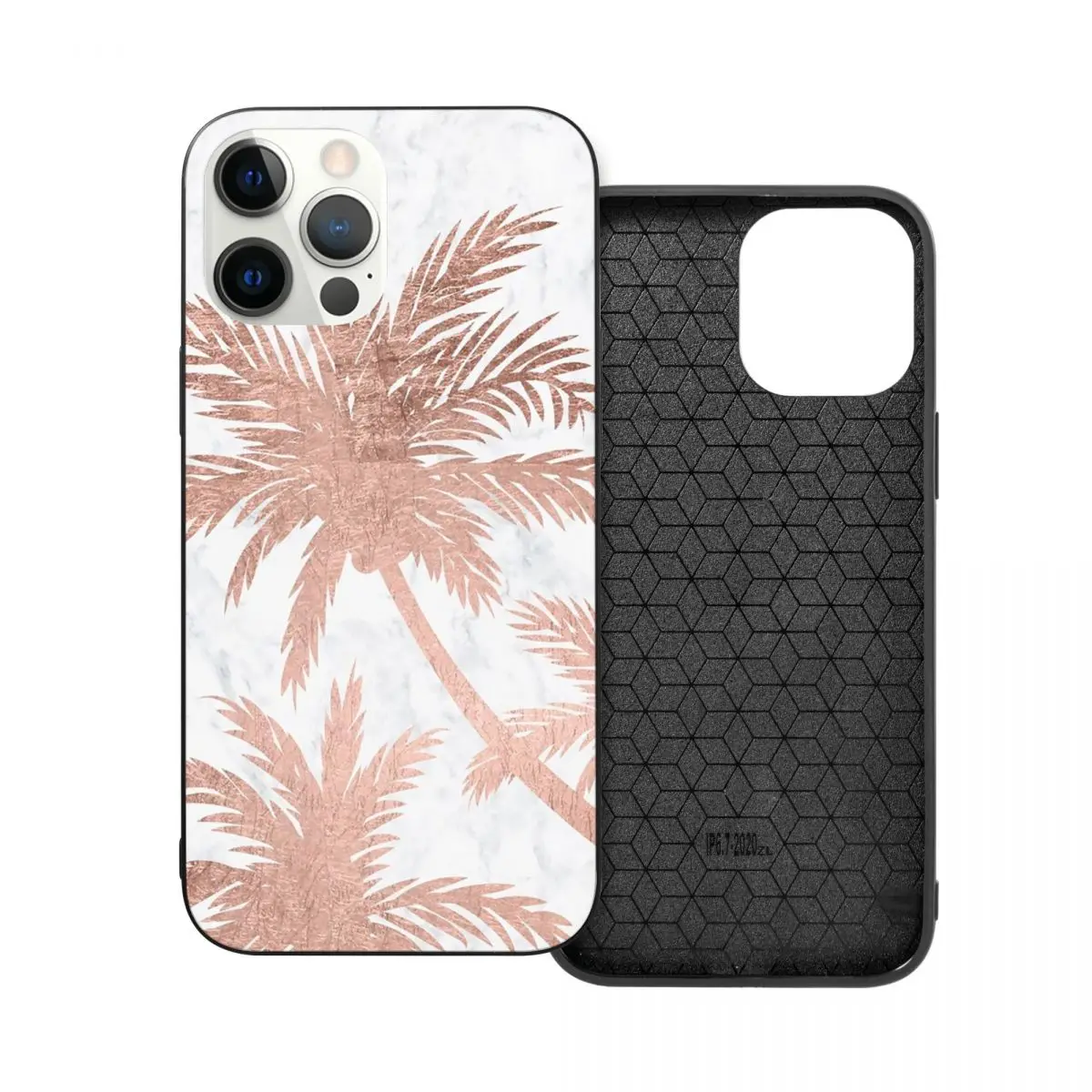 

Тропические простые розовые золотые пальмы мраморный ПК стеклянный ТПУ чехол для телефона iPhone 12 11 Xs Xr X Pro Max Mini 7 8 Se2 Plus 6 6S