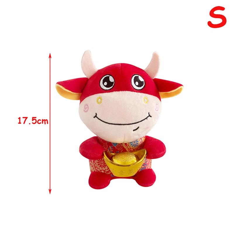 

New Year Chinese Zodiac Ox Cattle Plush Toys Red Milk Cow Mascot Plush Doll Stuffed For Kids Birthday Gift