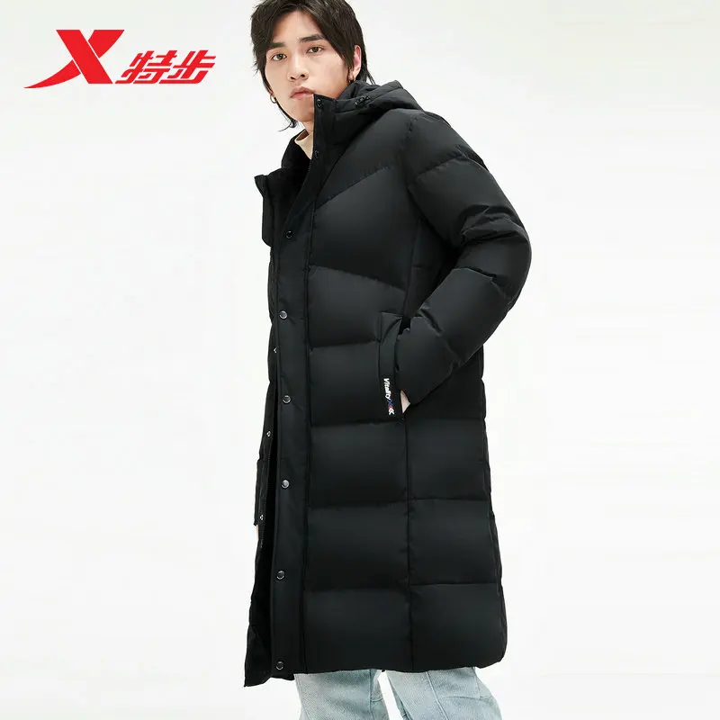 Зимняя мужская куртка Xtep мужское однотонное пальто с капюшоном Повседневная