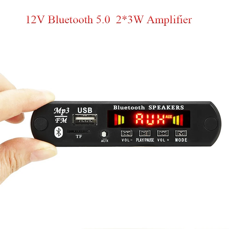 Bluetooth 5 0 12 в MP3 модуль декодер плата TF FM радио динамик аудиоплеер AUX 3 мм USB источник
