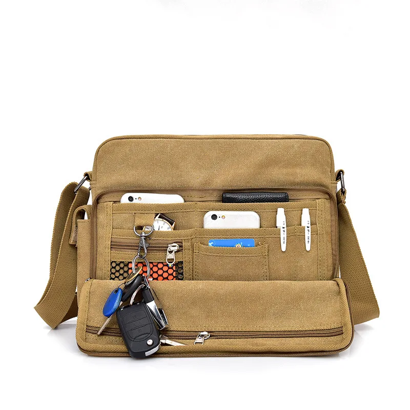 

Bag of Men 2020 New Canvas Bag Simple One-shoulder Diagonal Cross Bag Fashion Multifunctional Travel Can Put Ipad Canvas Bag
