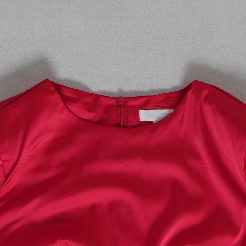 VGH элегантное сатиновое женское платье с круглым вырезом и длинными рукавами