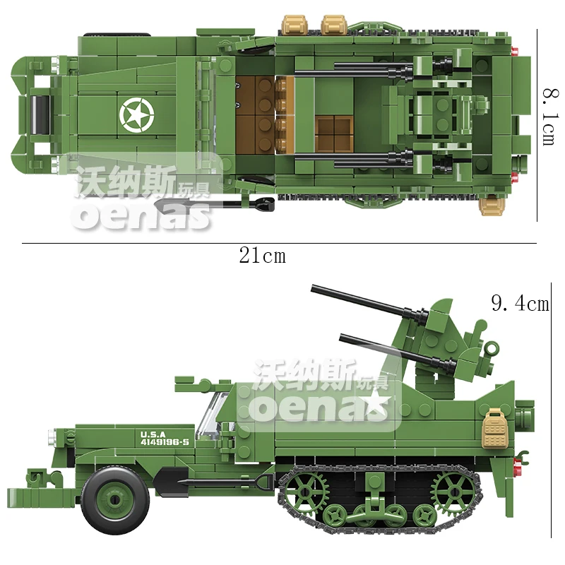 

Military Kits Technic Soldiers Building Blocks Sets M16 Semi-Track Four-mounted Anti-aircraft Assemble Diy Boys Birthday Toys