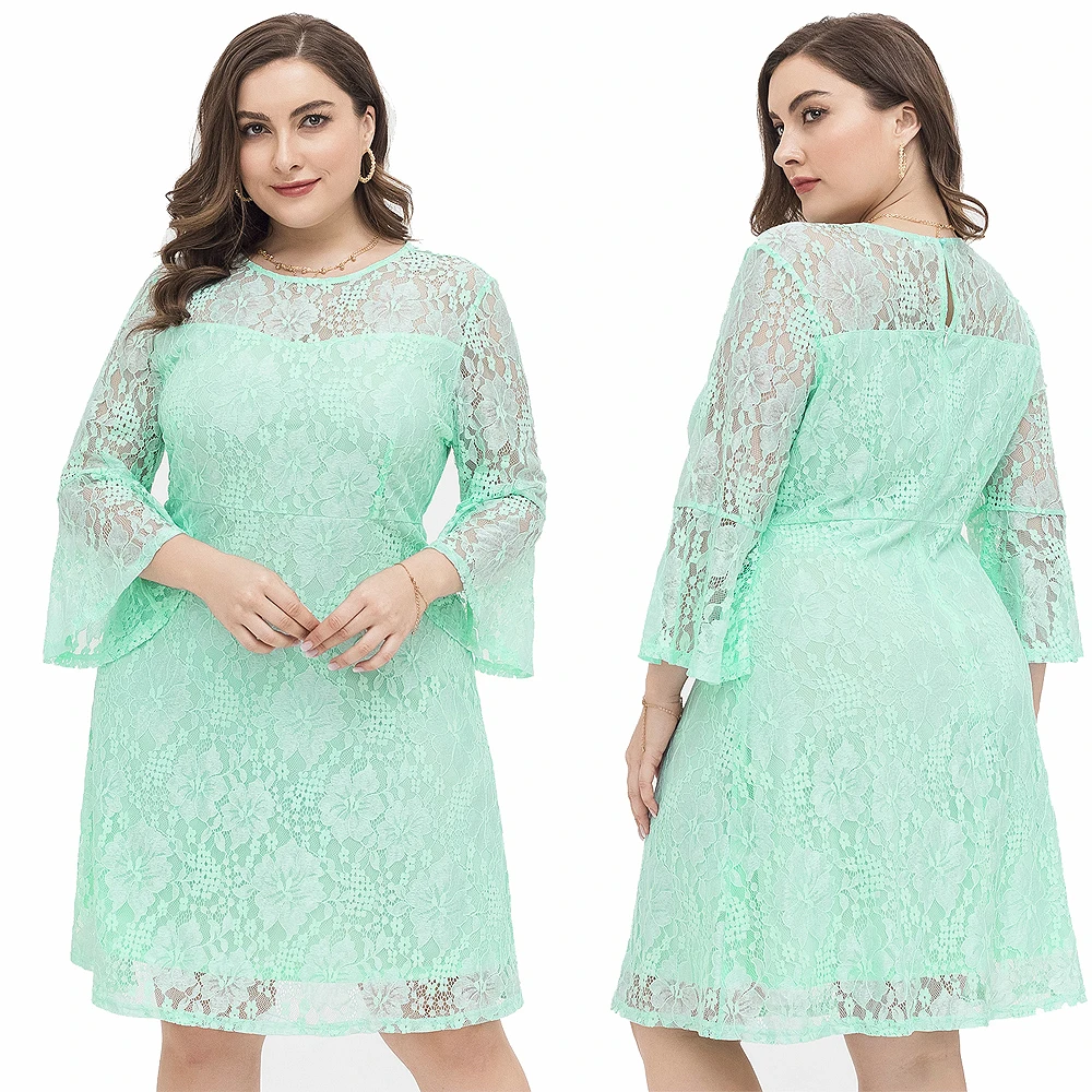 

Elegant Ladies Summer Plus Size Wedding Evening Lace Dresses For Women 2021 Sexy Green Party Dress Vestido De Mujer Femme Robe