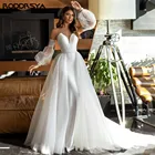 Современное свадебное платье с юбкой-годе RODDRSYA со съемными рукавами-фонариками и V-образным вырезом, свадебное платье невесты в стиле бохо, атласный тюль