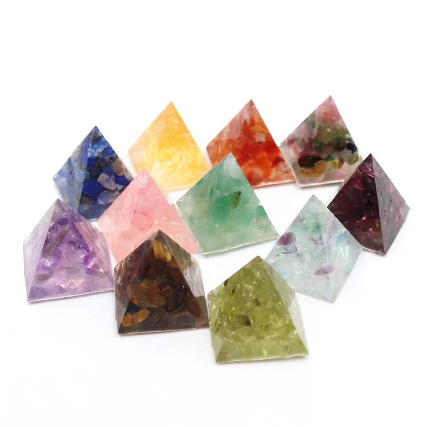 20mm Small Orgone Stone Pyramid Home Decor Lucky Energy Natural Amethysts Agates Garnets Fluorite Crystal Quartz Beads | Украшения и