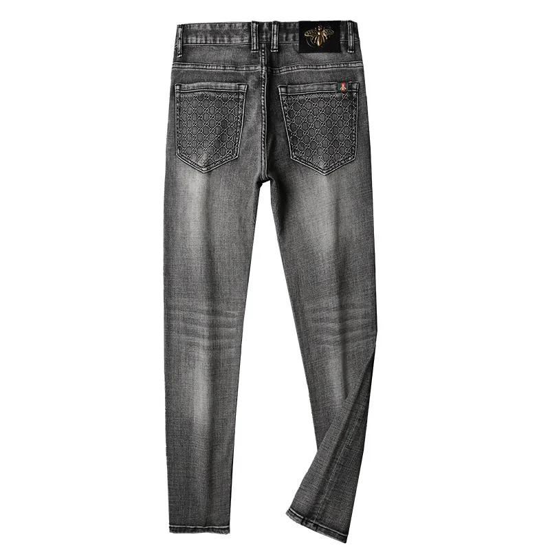 

Luren New Spring High-end Jeans Men's Korean-style Trendy All-matching Slim Fit Skinny Pants Youth Trendy Stretch Casual Pants