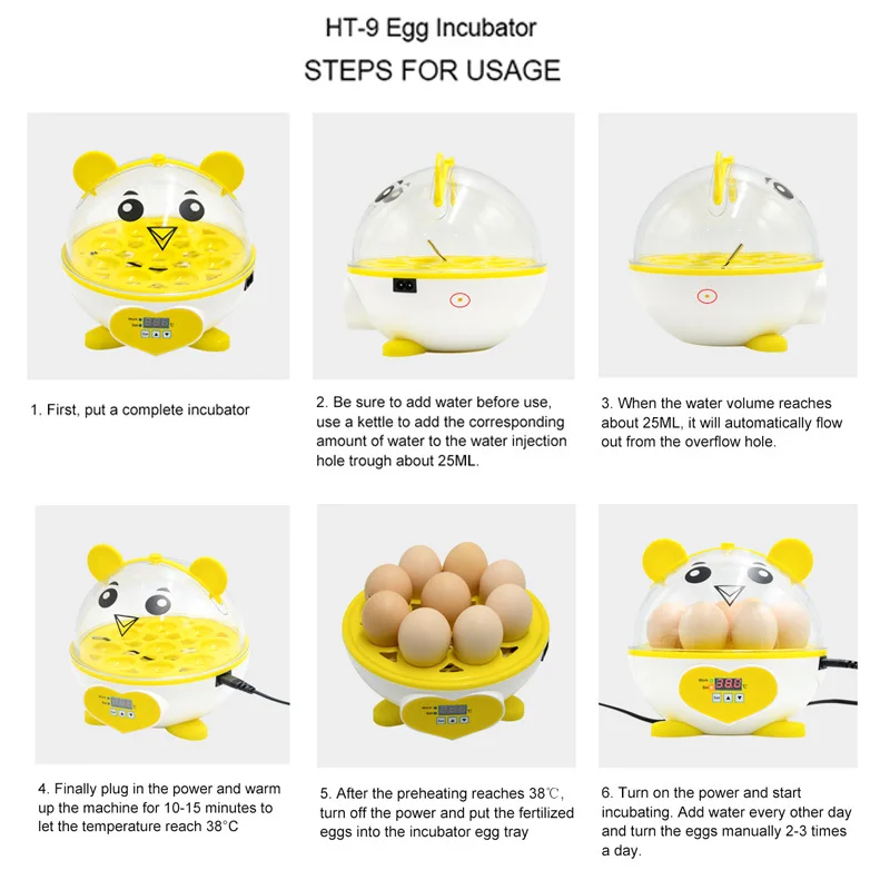 9 разделов яиц инкубатор Профессиональный мини Брудер птицы автоматический