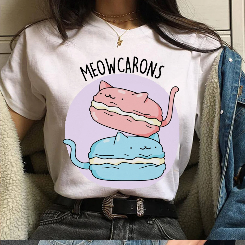 

Kawaii Cat футболки для женщин Harajuku Ullzang забавная футболка 90s мультяшный принт футболка Графический корейский стиль футболки женские животные