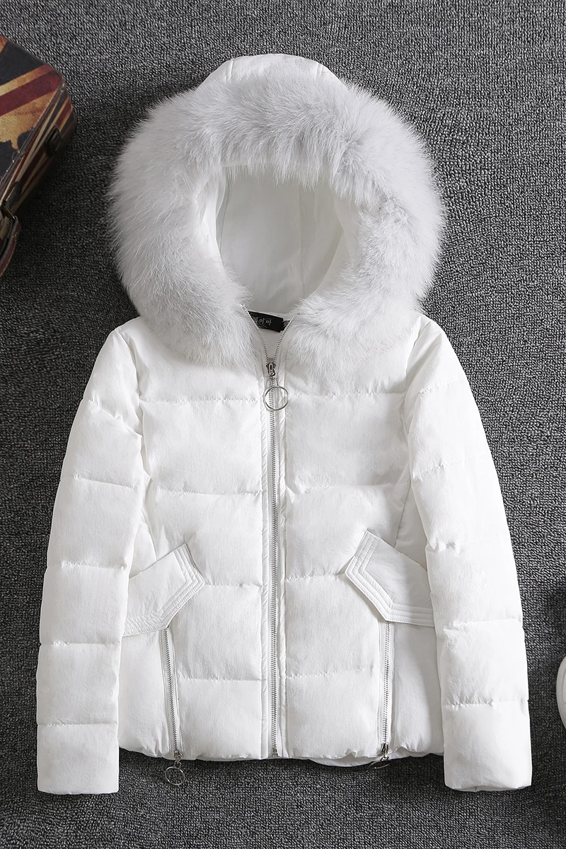 Парка женская с лисьим мехом и капюшоном зимняя теплая плотная 2019 хлопок 403010 |