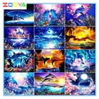 Полноразмерная Алмазная 5D картина сделай сам, дельфин, Алмазная мозаика, океанический пейзаж, 3D Алмазная Вышивка крестиком, домашний декор, искусство Lx932