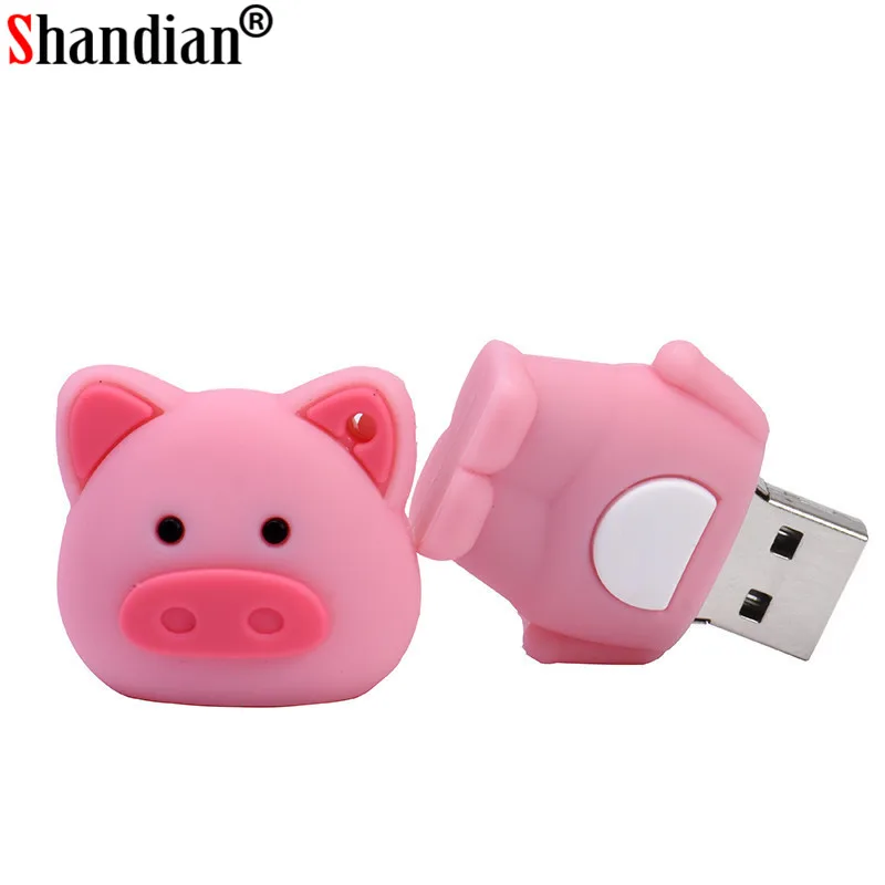 SHANDIAN Pen Drive Cartoon Pink Pig Pendrive 4GB 8GB 16GB 32GB 64GB Usb Flash USB 2.0 Memory Stick Disk on key Gift | Компьютеры и