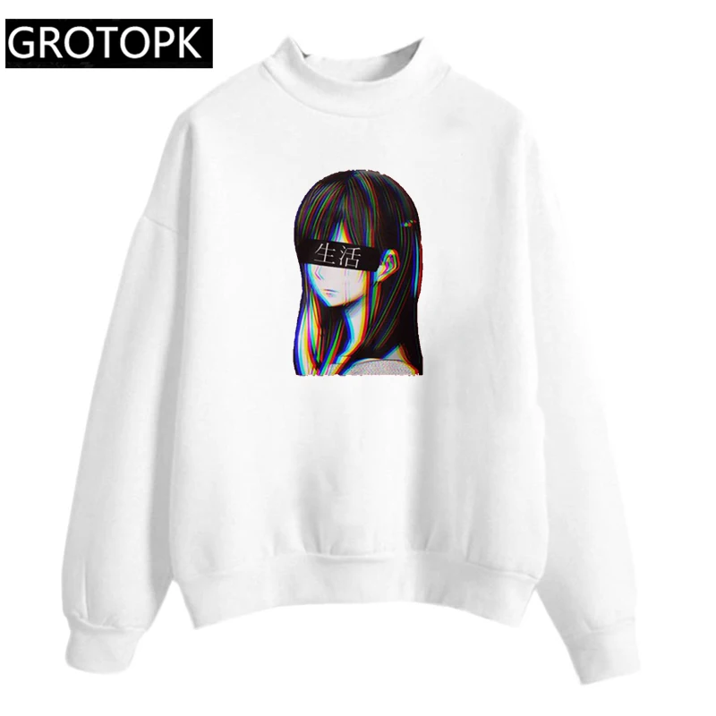 

Это искусство грустно японской эстетики Женская свободная толстовка с капюшоном на каждый день женские толстовки Мода Harajuku толстовки для ж...