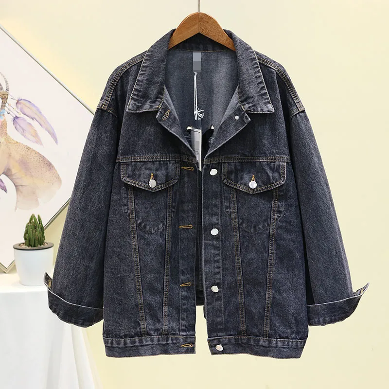 

2020 Spring Autumn New Korean Loose Strap Denim Jacket Female BF Student Casual Jeans Coat and Jackets Womens Jean Coats Outwear