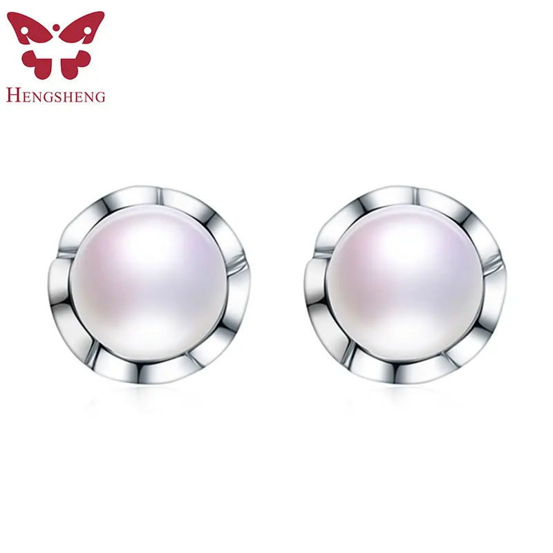 Женские серьги из серебра 100% пробы с натуральным жемчугом|Серьги-гвоздики| |