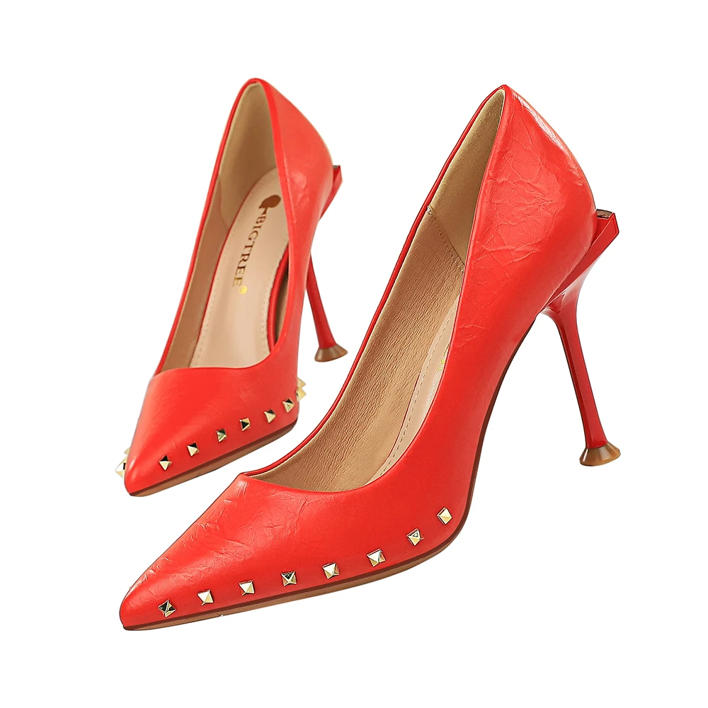 2020 женские офисные туфли лодочки с заклепками на высоком каблуке 10 см элегантные