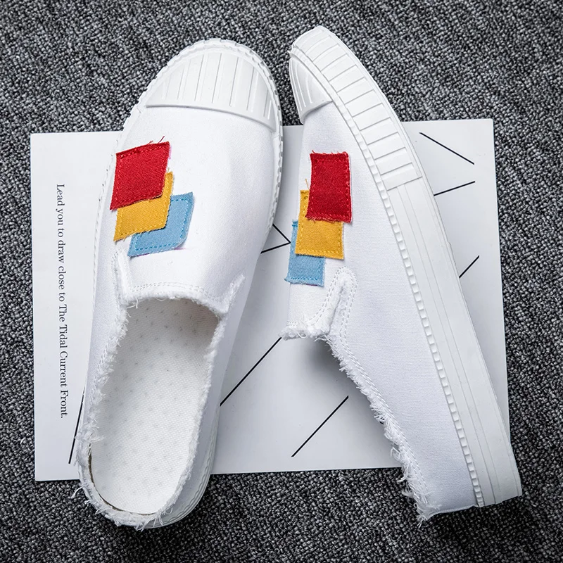 Летняя парусиновая обувь Удобная молодежная модная мужская повседневная Лоферы