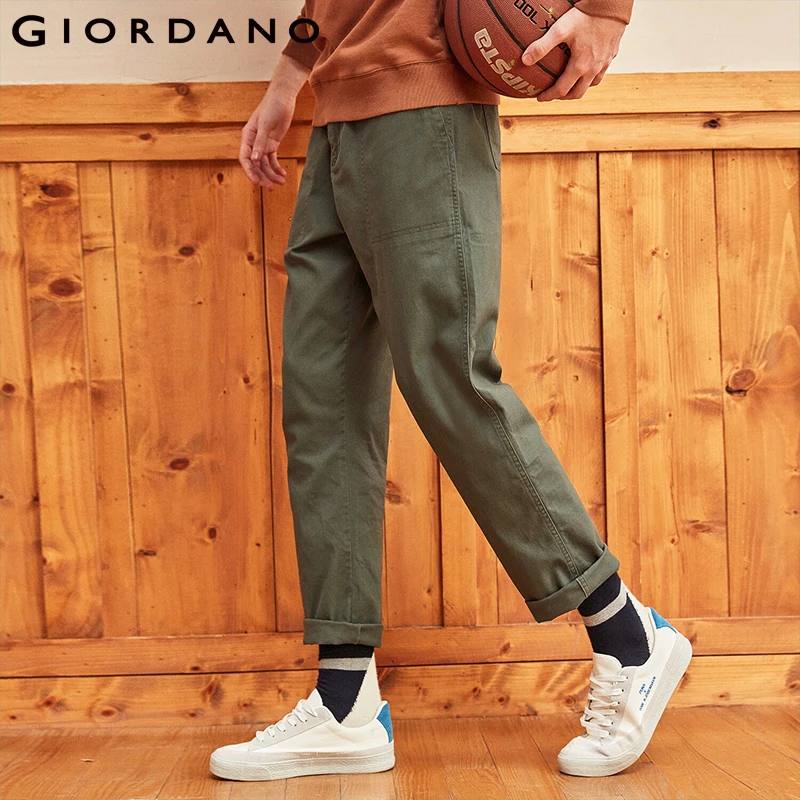 Giordano мужские повседневные стрейчевые брюки из натурального хлопка, пояс на резинке со шнурком