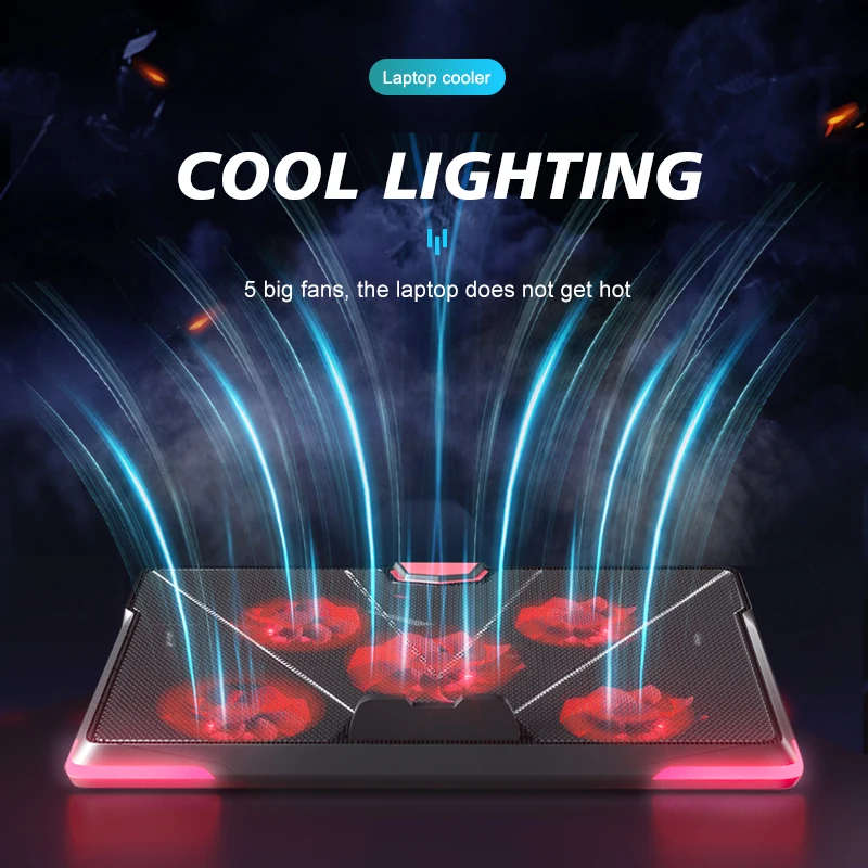 Охлаждающая подставка для ноутбука игровой кулер с пятью вентиляторами и 2
