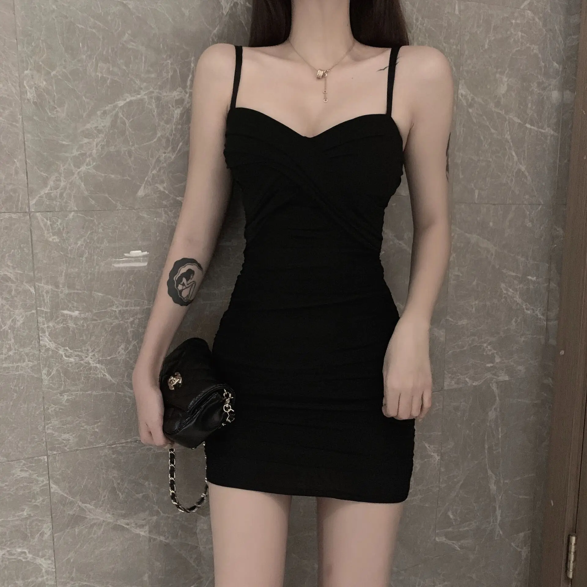 

Sexy Slimming Dress Backless Low-Cut Slim Fit Suspender Women's Summer 2021 Nightclub New Short Hip Skirt