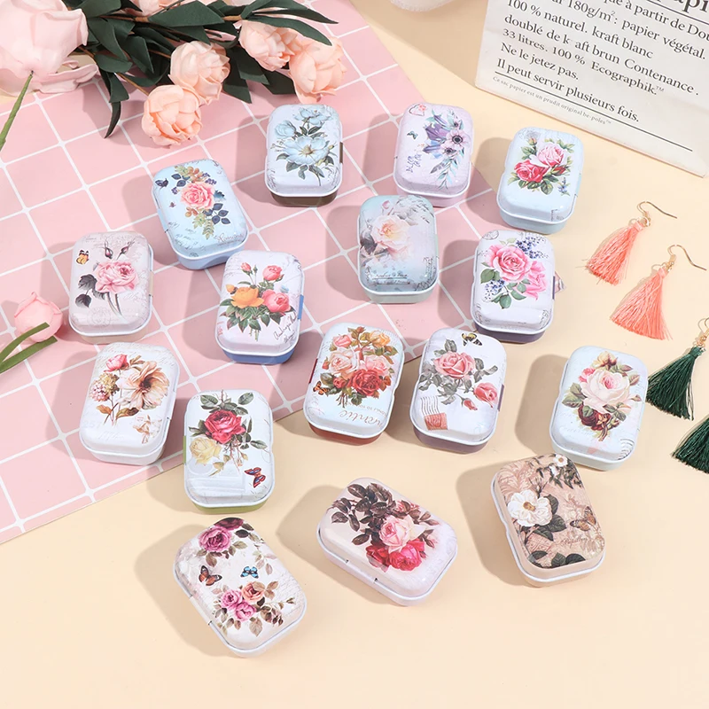 

Mini Flower Small Metal Candy Trinket Tin Jewelry Iron Tea Coin Storage Square Box Case Home Organizer Box On Sale