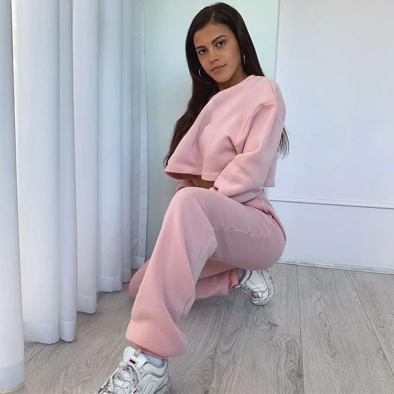 Women Clothes Velour Tracksuit Two Piece Set Crop Top And Pants Autunno Inverno 2019 Sweat Suits Ropa Casual Mujer Festival Suit |