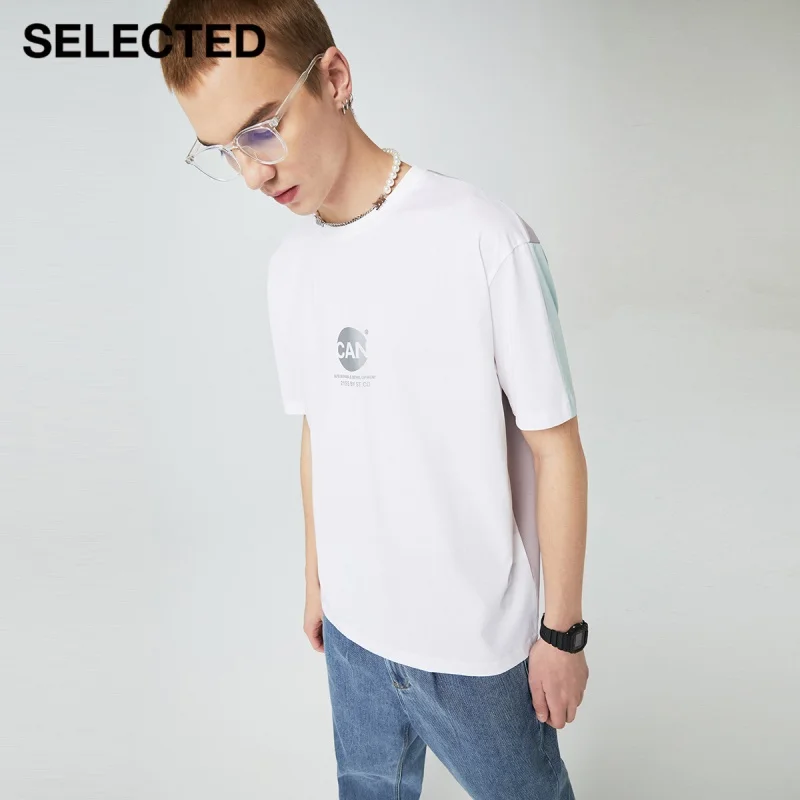 

SELECTED Summer New Letters Contrast Color Collage Tide Short-Sleeved T-Shirt Men S|421201102