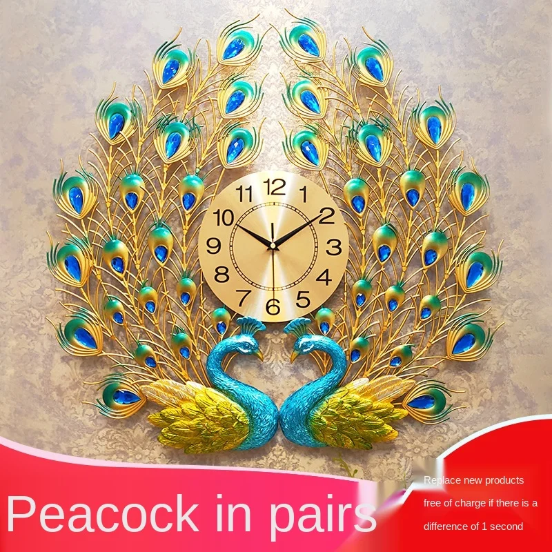 Большой кристалл павлин настенные часы домашний декор современный дизайн
