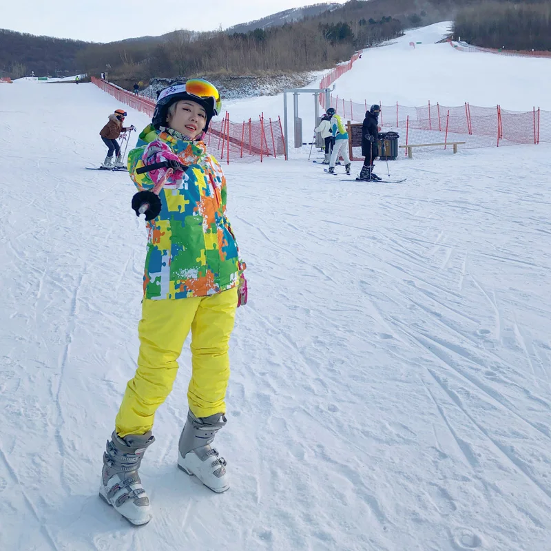 Зимние Брендовые женские лыжные куртки и брюки водонепроницаемые теплые зимние