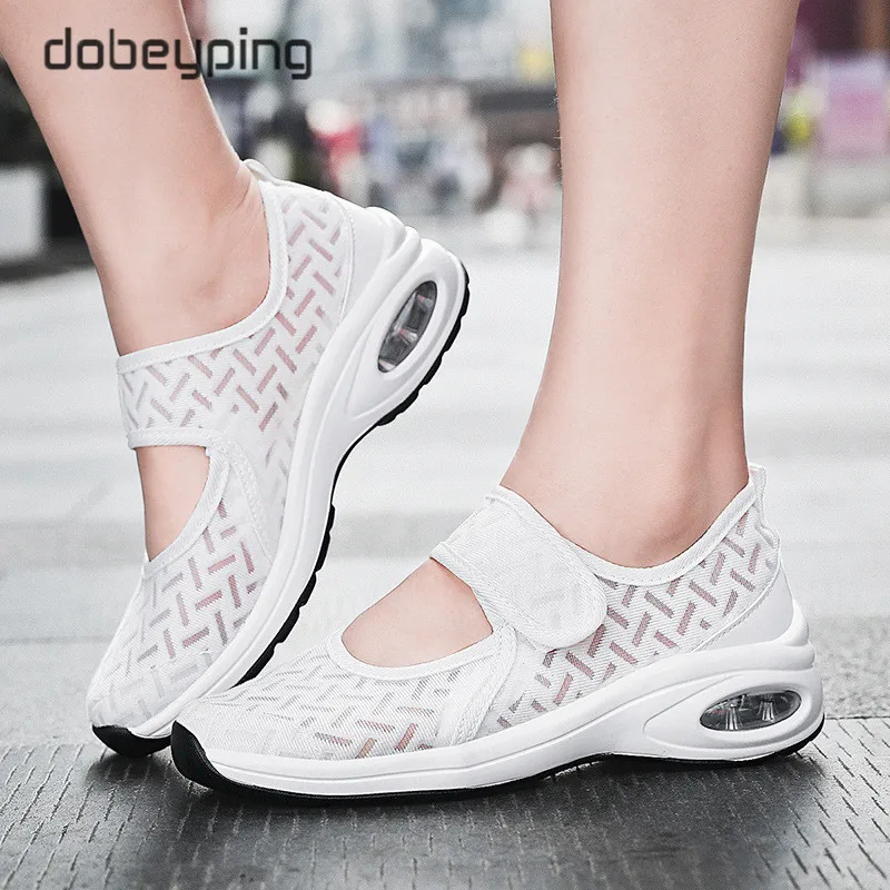 dobeyping New Spring Slip On Women's Shoes Breathable Mesh Woman Sneakers Flat Platform Mother Shoe Wedges Ladies Walking Flats