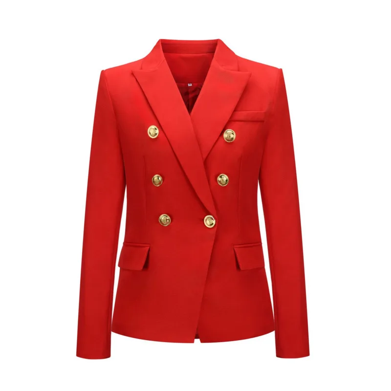 Женский двубортный Блейзер на пуговицах модный дизайнерский блейзер с