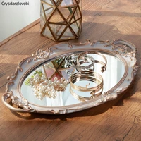 european style retro groceries mirror tray dressing table jewelry cosmetic storage tray decoration display trays decorative home