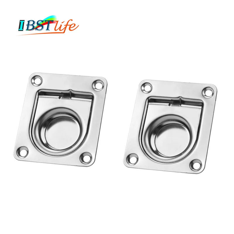 

2PCS IBST LIFE Satinless steel 304 ANTI-RATTLE spring Flush Lift Ring Deck Hatch Pull Handle Locker Cabinet boat hardware