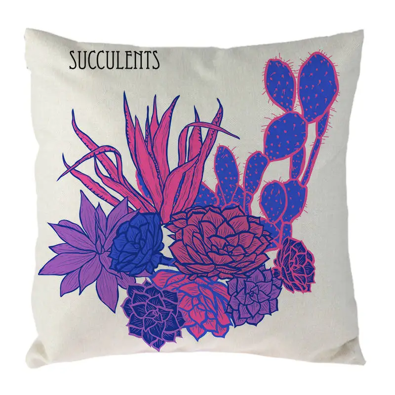 

45*15cm Cactus Succulent Cushion Cover Green Plants Pillow Case Cover Floral Tropical Decorative Pillowcase Home Decor 1627