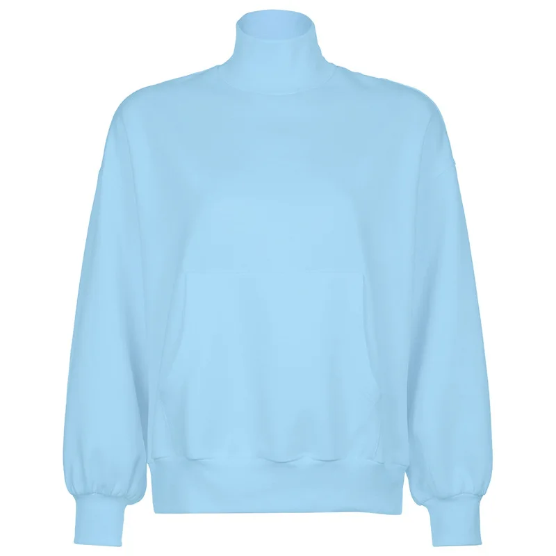 

2021 Autumn and Winter Women Fashion Casual Short White Outfits High-neck Best All-match Top All-match Solid Color Collocation