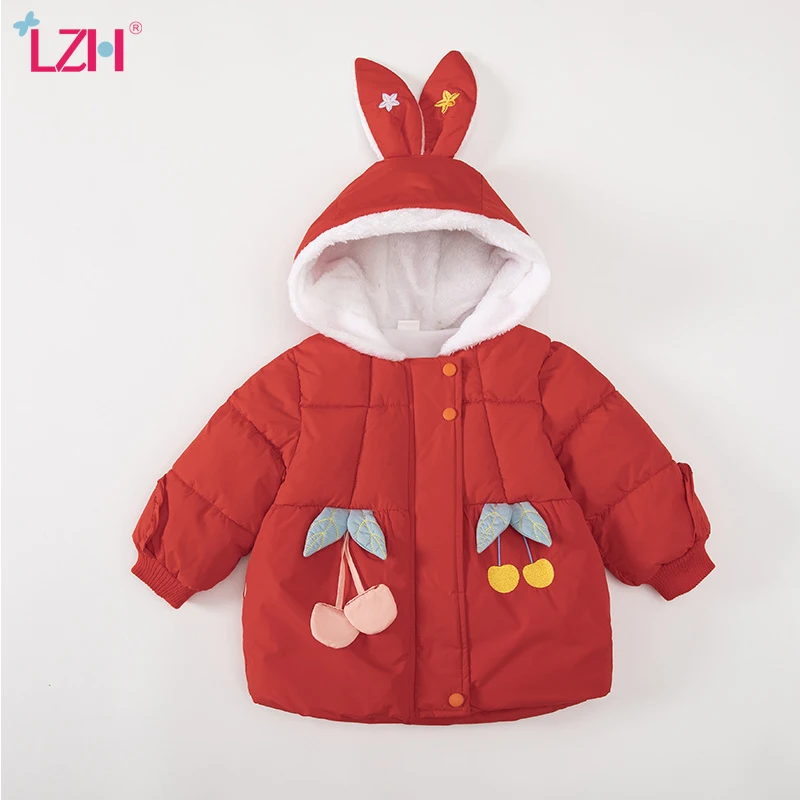 

LZH Children's Clothing For Girls Autumn Winter Warm Down Jacket For Girl Cartoons Toddler Kids Coats Baby Girl Outwear 1-4 Year