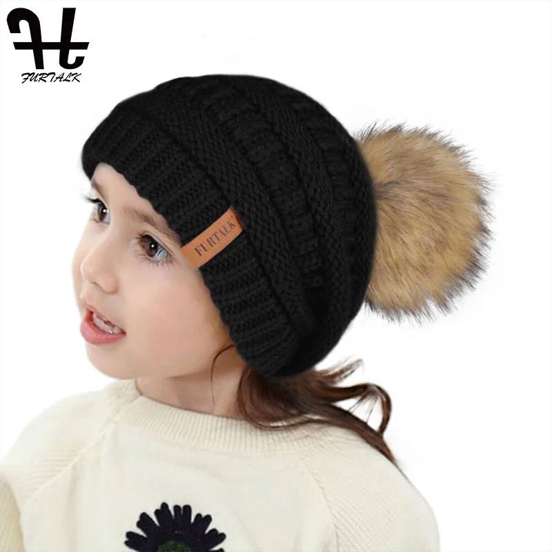 Детская зимняя шапка с помпоном для мальчиков и девочек|Шапки девочек| |