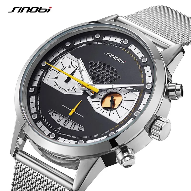 

Men's Fashion Watch Creative Owl Eyes Chronograph Male Clock Sinobi Sports Quartz Wrist Watches Original Design erkek kol saati