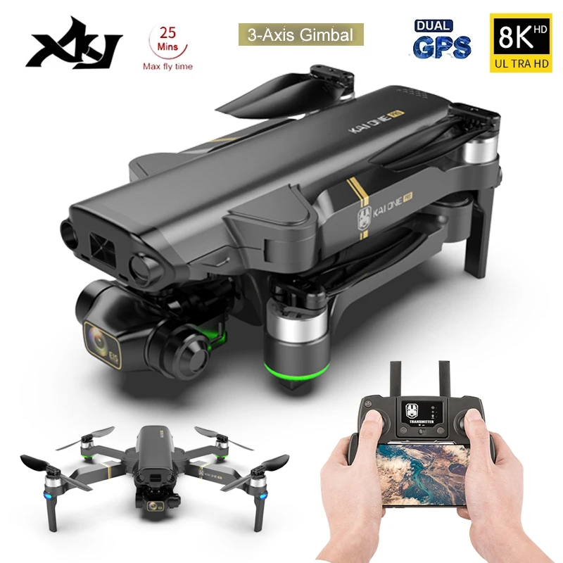 xkj kai one pro gps дрон 8k hd камера 3 осевому ги
