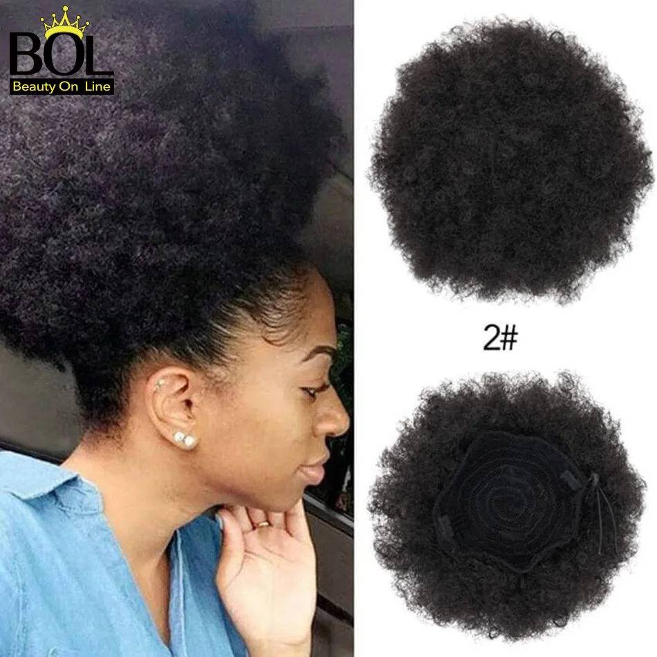 8 дюймов короткие синтетические волосы булочка шнурок конский хвост афро слоеный