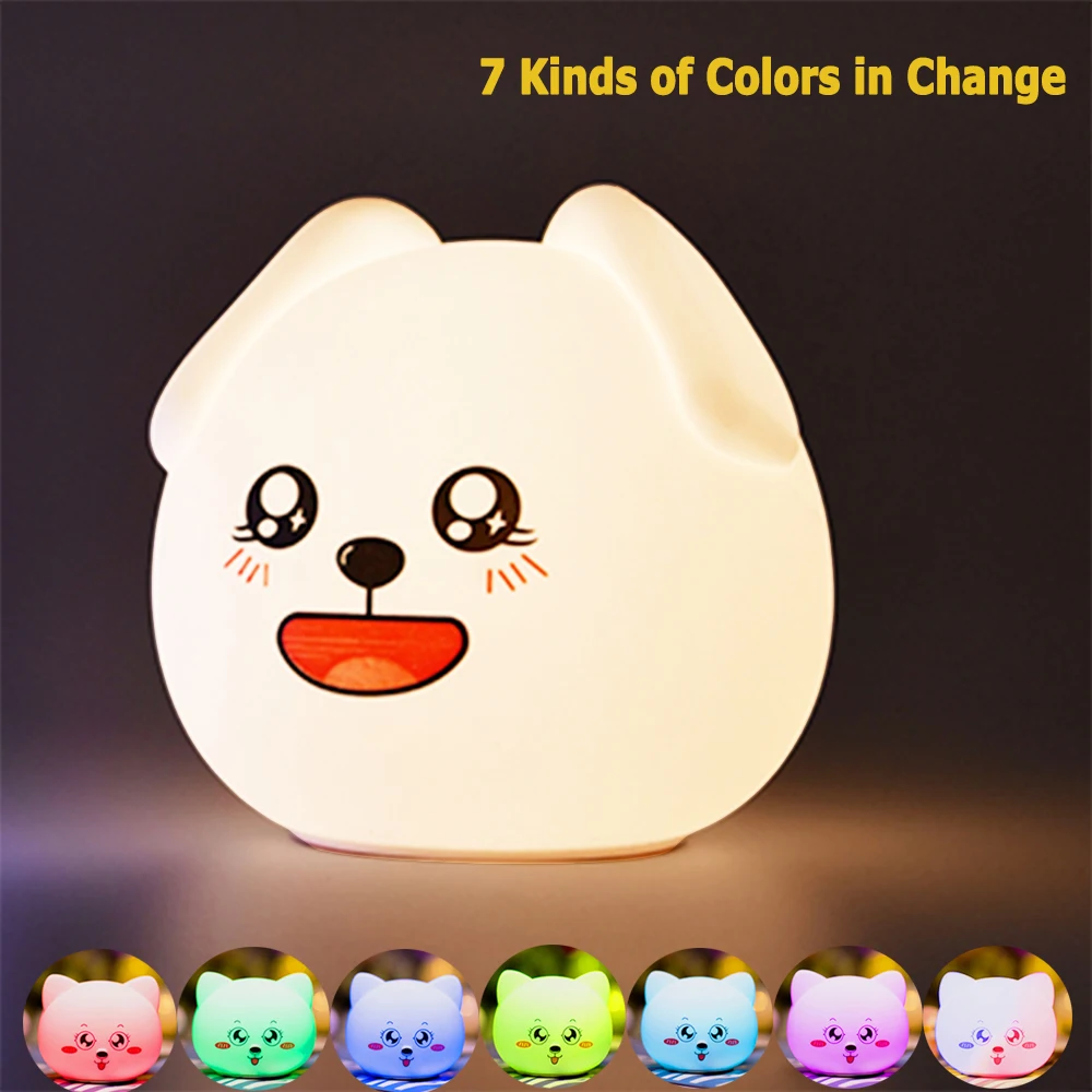 Силиконовые ночные светильники для спальни LED Портативный сенсорный датчик RGBW