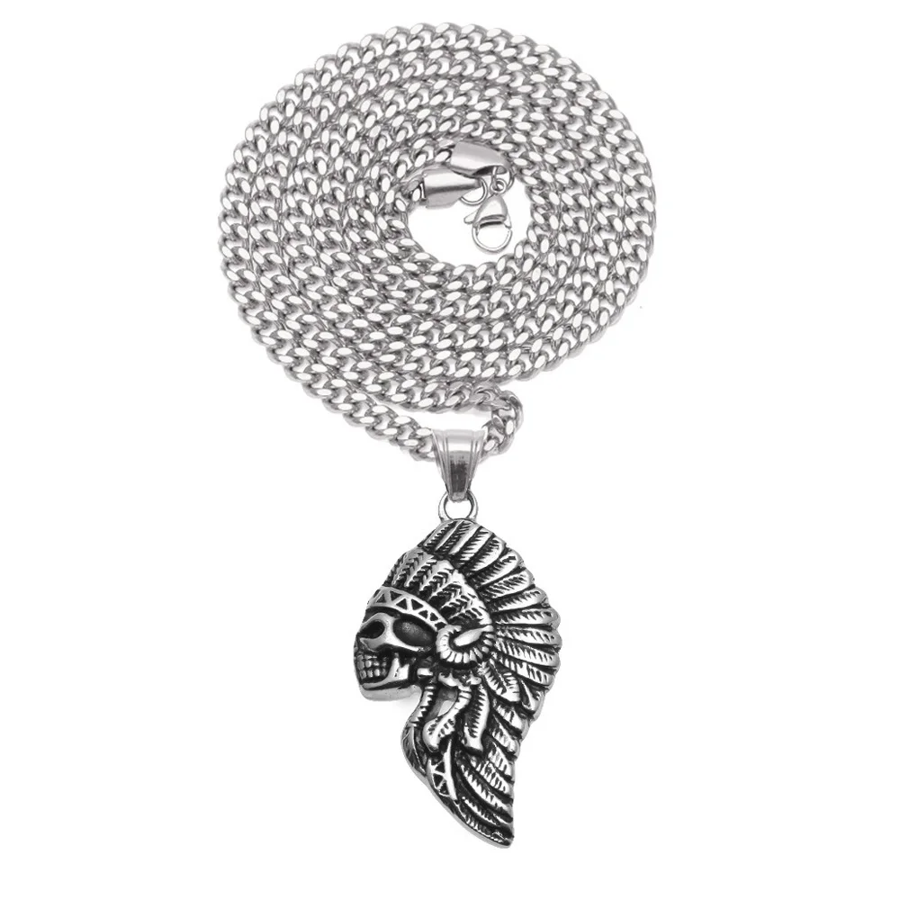 

2021 New Hip Hop Fashion Cool Jesus Necklace, Retro Personality Indian Head Ms Clown Punk Pendant Collarbone Chain Jewelry Gifts
